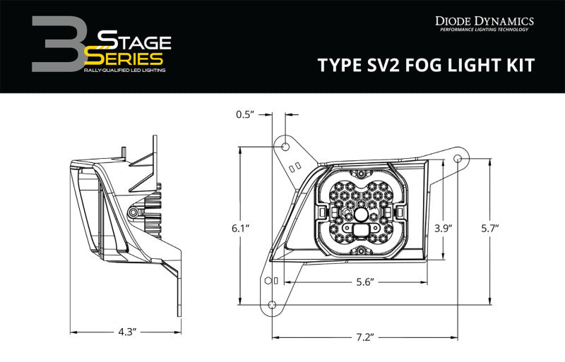 Diode Dynamics SS3 Max Type SV2 Kit ABL - Yellow SAE Fog