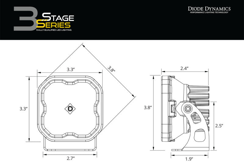 Diode Dynamics SS3 LED Bumper 2 In Roll Bar Kit Max - White SAE Fog (Pair)