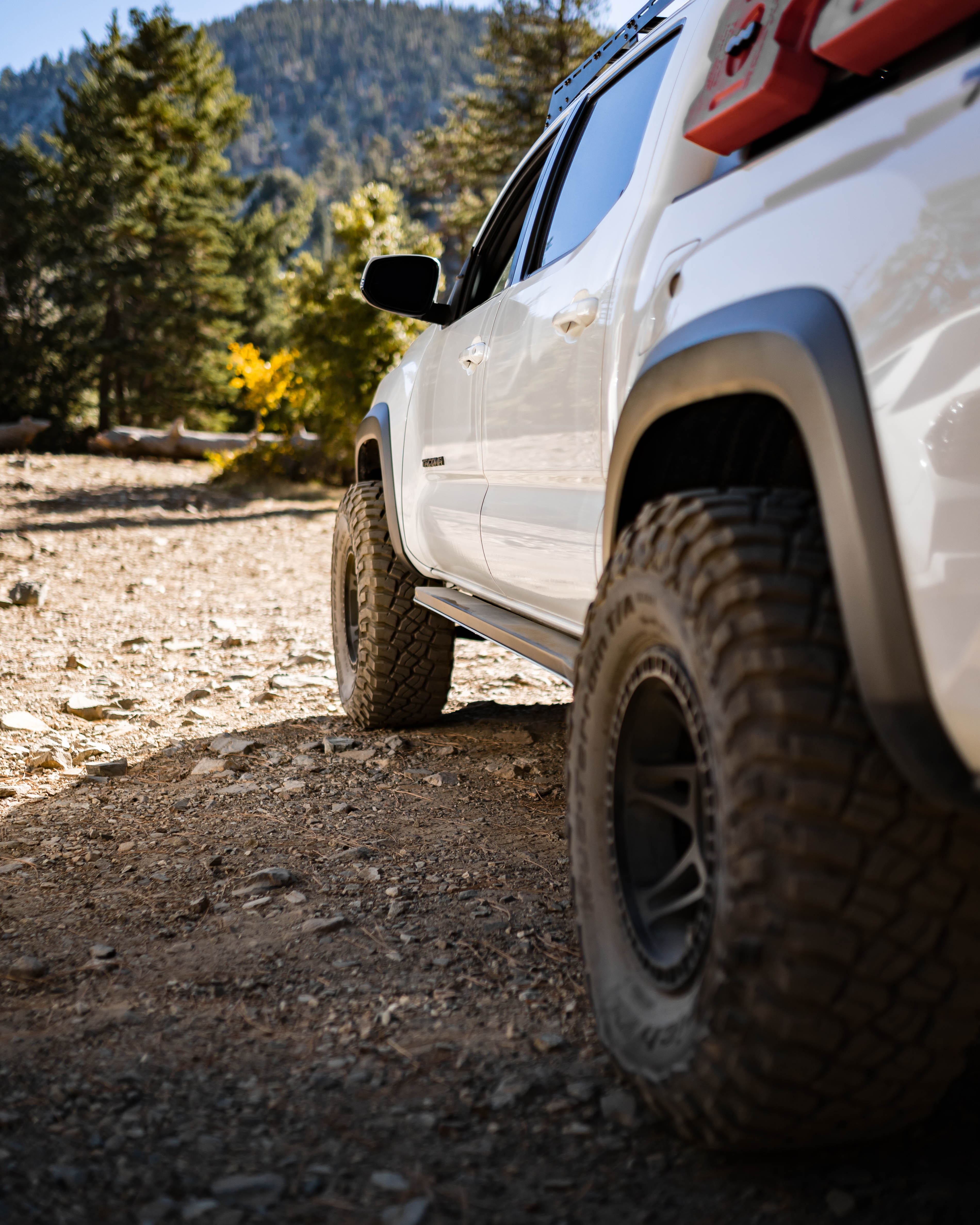 2016–2023 Toyota Tacoma rock sliders, front angle