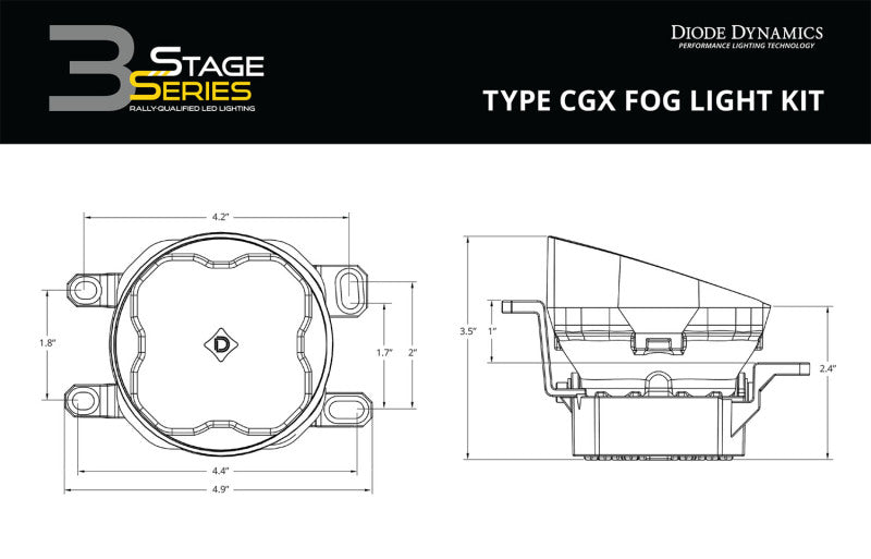 Diode Dynamics SS3 Type CGX LED Fog Light Kit Pro - Yellow SAE Fog