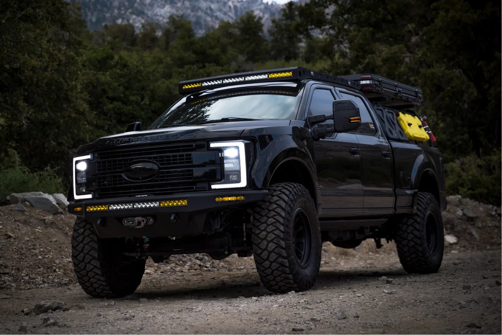 2017–2022 Ford F-250 with Saints Offroad front bumper installed, front three-quarter view
