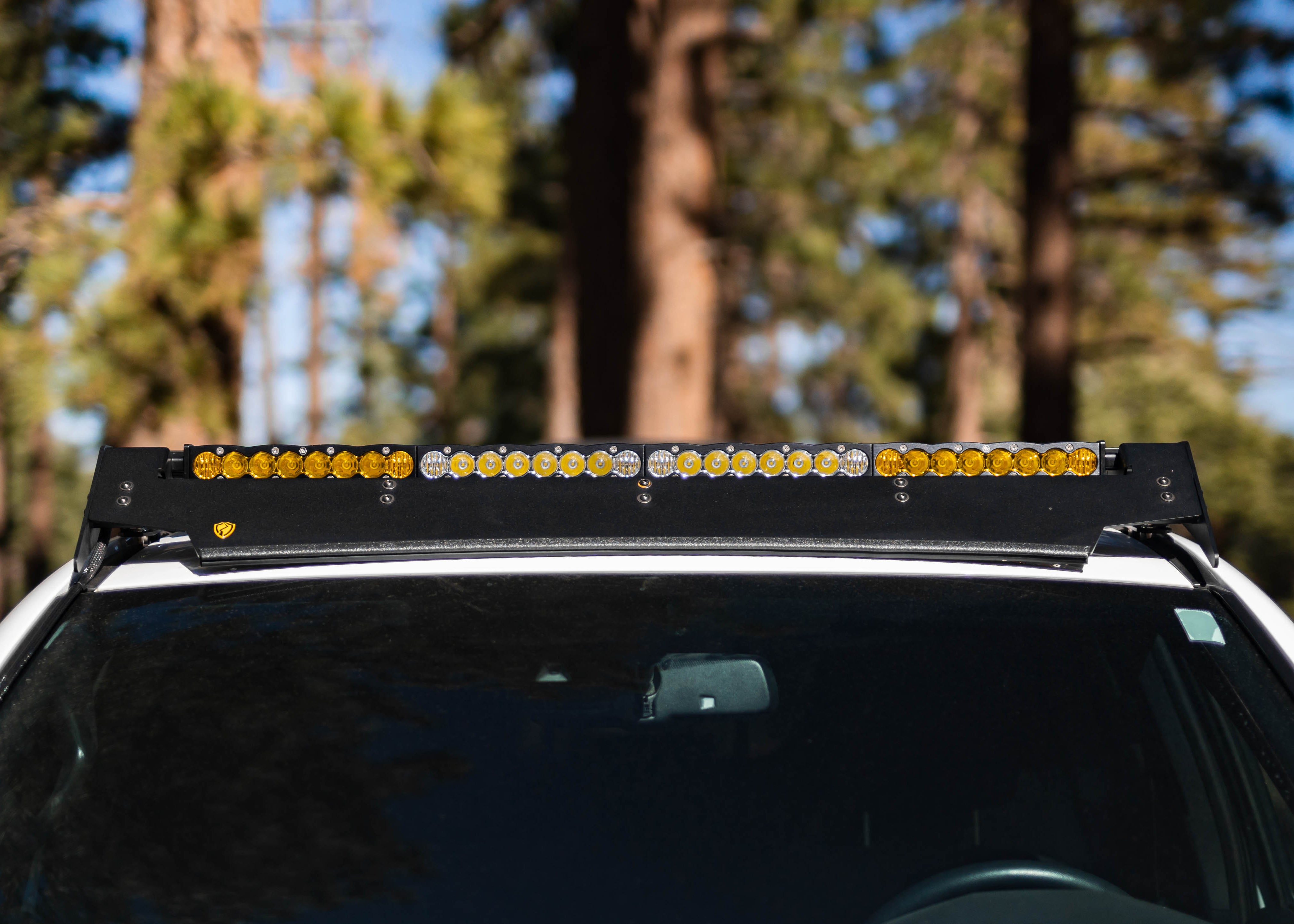 Front view of Saints Offroad roof rack installed on a Toyota Tacoma