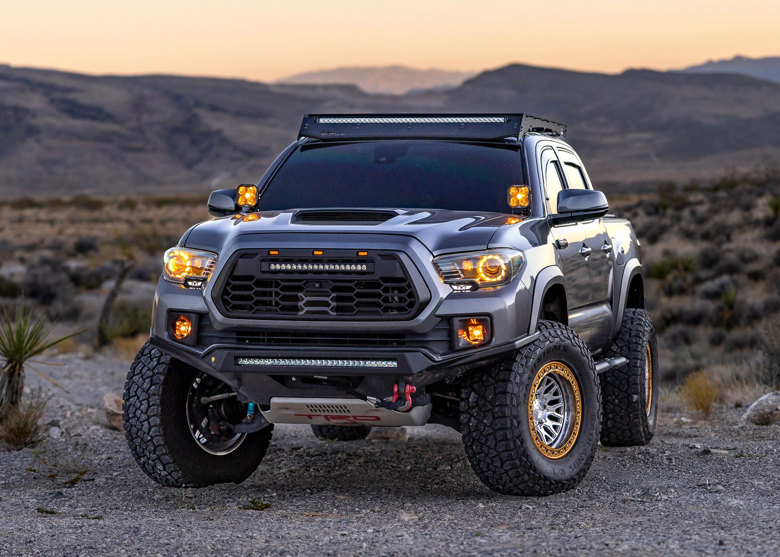 Toyota Tacoma Alpha Front Bumper in desert terrain